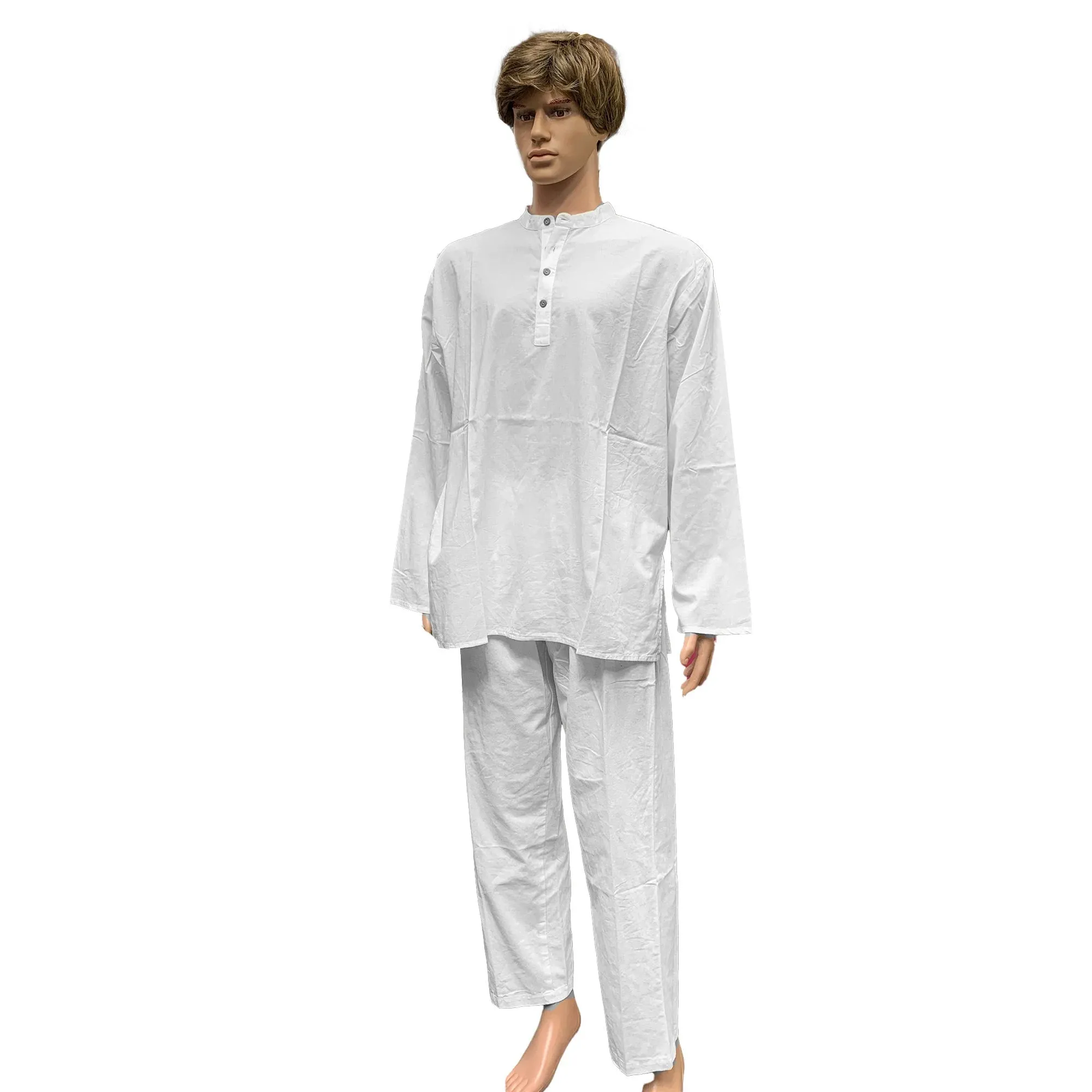 Men's Drawstring/Elastic Waist Yogi Yoga Indian Cotton Casual Long Pants Plus size Pants with Pockets